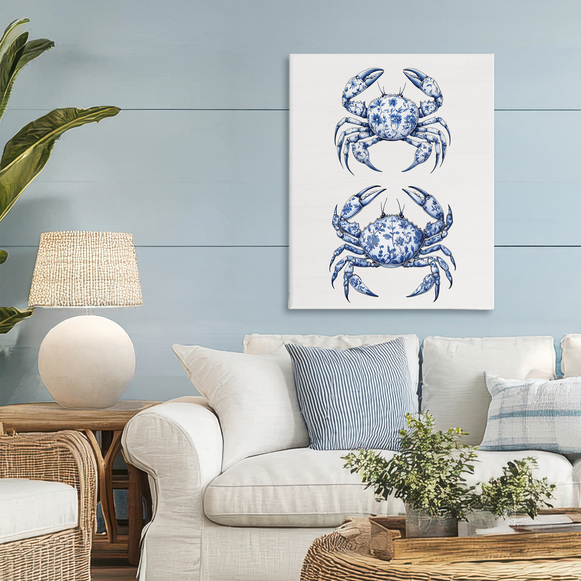 Vintage Toile Crabs Canvas Wall Art, design by Lettered and Lined