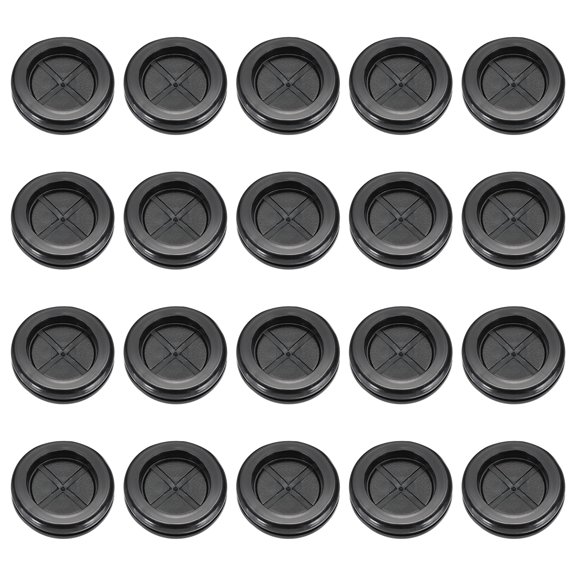 Uxcell Rubber Grommet 7/8", Round Double-Sided Cable Grommet Cord Hole Covers Flexible Table Wire Organizer, Black 20 Pcs