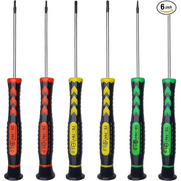 Screwdriver SET OF 6 - Magnetic Flathead and Phillips With NON-SKID Handle in Different SIZES / COLORS - Professional Repair Tool Kit For Electronics/ iPhone/ PC/ Jewelry/ Watch/ Eyeglass