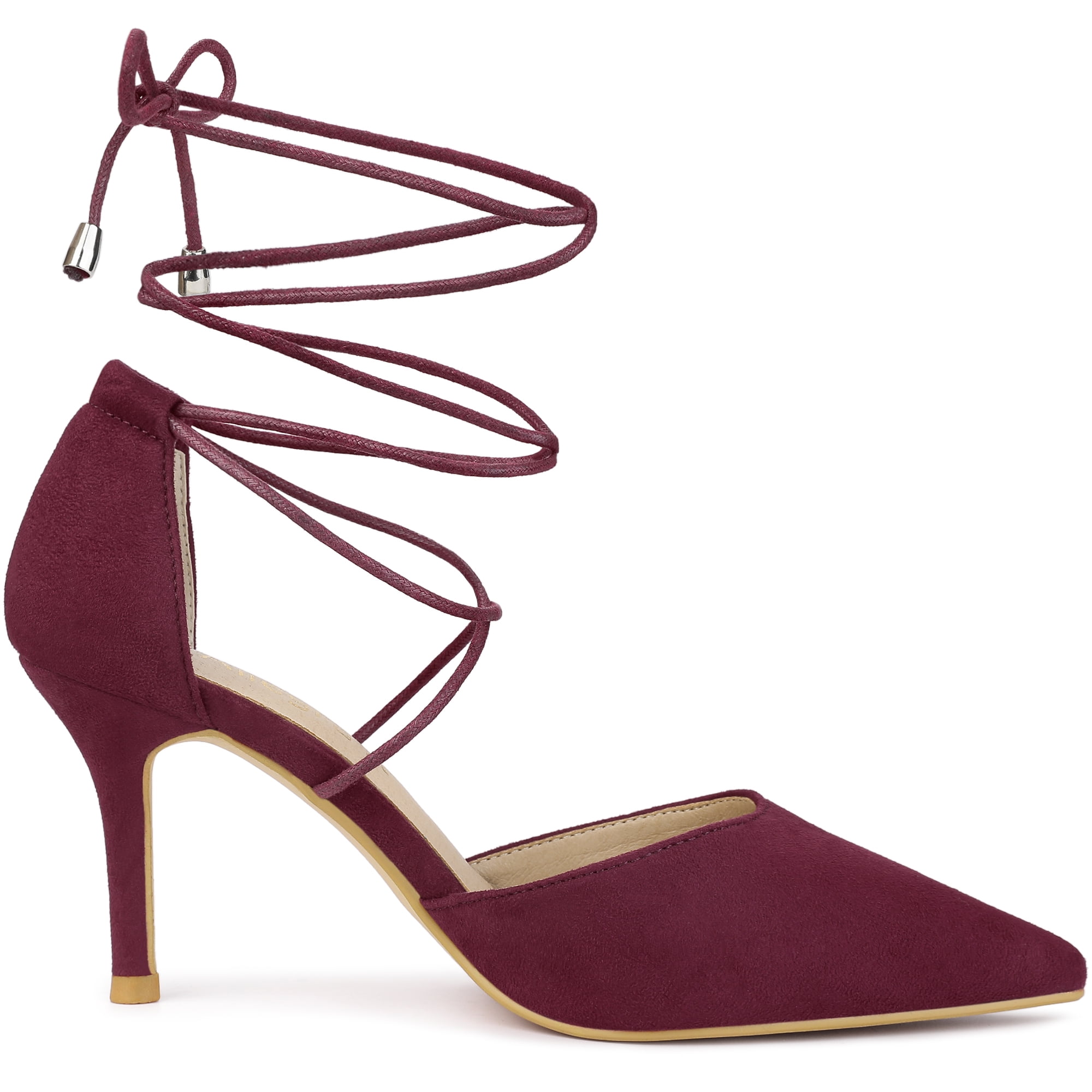 Unique Bargains Women's Lace Up Pointed Toe Stiletto Heels Pumps