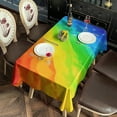 thumbnail image 2 of Rainbow Tie Dye Wave Pattern Rectangle Tablecloth 60"x102",Waterproof Polyester Rectangle Table Cloth, Wipeable Spillproof Polyester Tablecloth for Dining, Camping, Indoor and Outdoor, 2 of 6