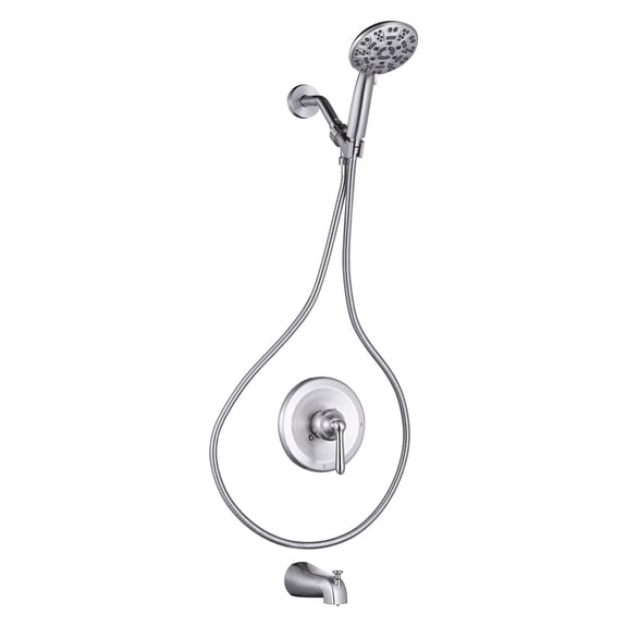 Wowow Single Handle 7-Spray Tub and Shower Faucet 1.8 GPM with Pressure Balance Shower Valve in Brushed Nickel Valve Included
