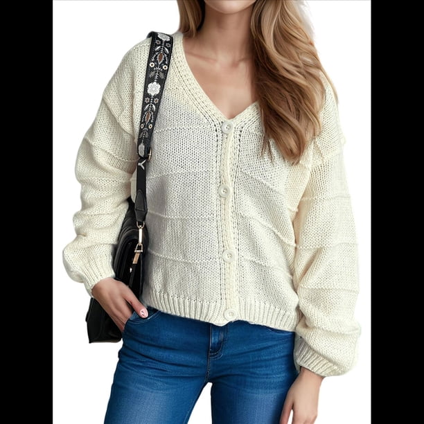 Suéter Tipo Cárdigan con Botones para Mujer, de Otoño, Holgado e Informal, de Punto M