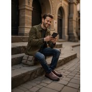 CAMEL Leather Shoes for Men Loafers Soft Mens Slip on Shoes Casual Comfort Moccasin Daily Flats Driving Lightweight Walking Sneakers Shoes Outdoor