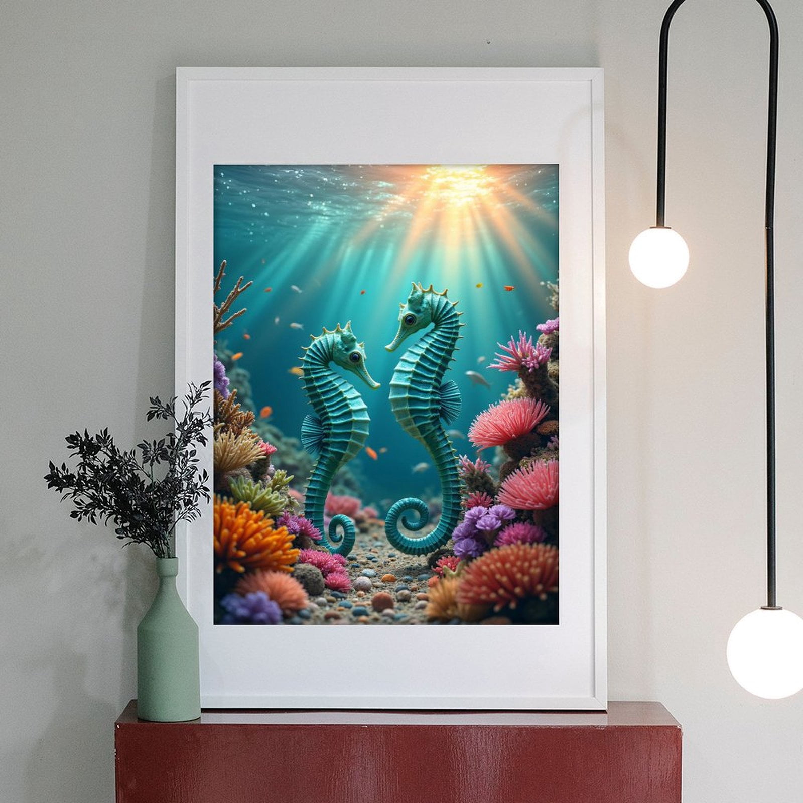 Diamond Art Kits for Adults - 5d Seahorses Coral Ocean Light Dance Diamond Painting for Adults, Diamond Art for Adults Beginners, Diamond Painting Kits for Adults for Home Wall Decor