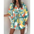 thumbnail image 2 of Women's Swimsuit Coverup Kimono Sleeve Swimwear Bikini Beach Coverup Dress Loose Button-Down V Neck Tunic Dress Bathing Suit Cover Ups Alsol Lamesa, 2 of 3