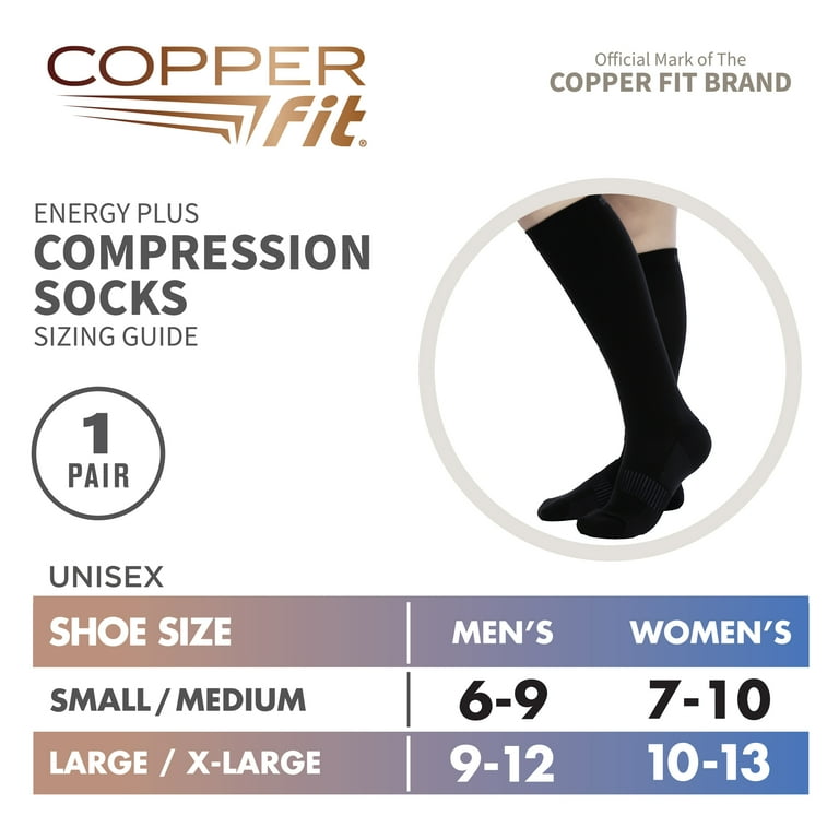 Copper Fit Compression Socks Size Chart Shop