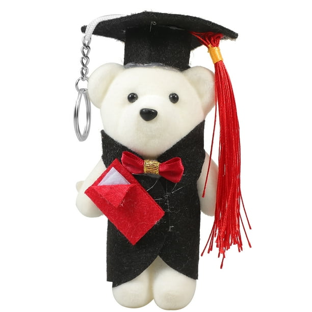 KAKOWELY Llavero de peluche con forma de oso de graduación. Precioso llavero con colgante de oso de graduación para mochila.