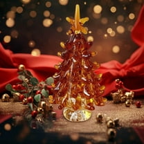 Japceit Glass Miniature Landscape Christmas Tree, Crystal Tabletop Holiday Decoration, Artistic Ornament for Office Decor, Gift Giving, Seasonal Centerpiece