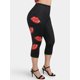 thumbnail image 1 of Leggings Capa Talla Extra Estampado Labios Cremallera Rosegal Leggings de talla grande, 1 of 5