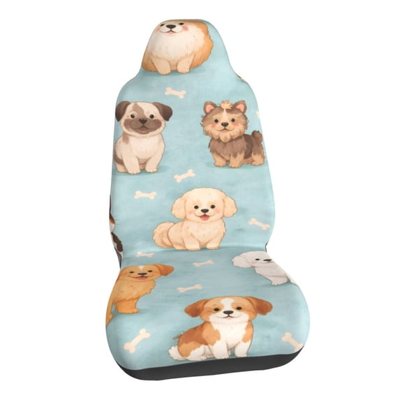Cute Puppy Cartoon Dog Car Seat Covers Stretch Car Seat Protectors Universal Fit