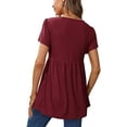 thumbnail image 3 of XCHQRTI V Neck Tunic Top Shirt Women Casual Loose Ruffled Short Sleeves Tshirt Tops, 3 of 5