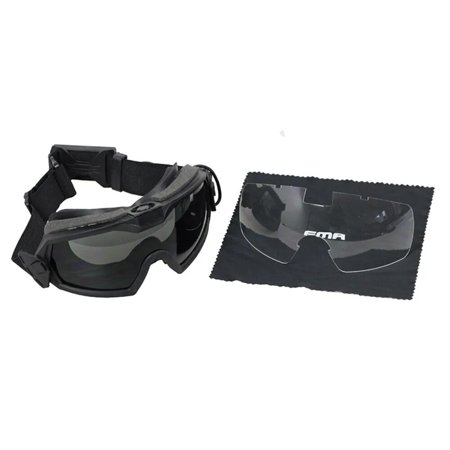 FMA SI-Ballistic Goggles Tactical Fan Version Safety Goggle Adjustable Anti-fog Dust Glasses with 2 Lens Airsoft Accessories Black