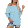 thumbnail image 1 of Heliisoer Mode Femmes Solide Asymétrique Col en Vrac Casual Manches Longues, 1 of 6