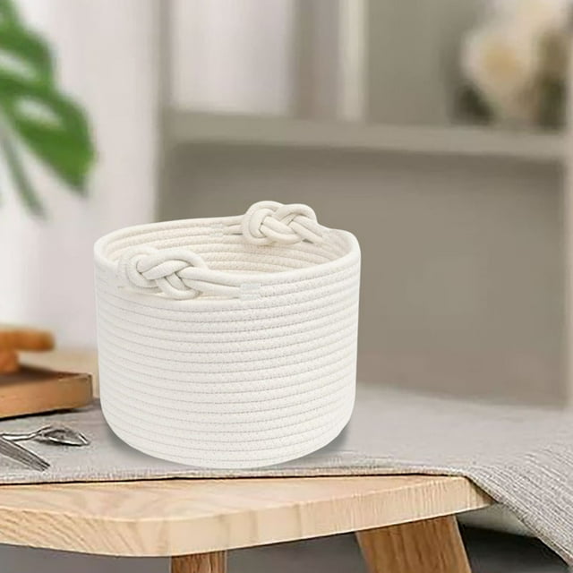 Organisateur de Rangement en Corde Ronde pour Salon Chambre - Corde Durable avec Poignées pour Organisation Élégante Rangement Textile Maison Robuste et Polyvalent