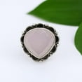thumbnail image 4 of SATYAVIE JEWELLERY Fine 925 Sterling Silver Ring For Womens Natural Rose Quartz Ring Sterling Silver Boho Ring Heart Gemstone Oxidised Ring Size US 8, 4 of 6