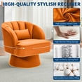 thumbnail image 3 of GARVEE 360° Swivel Barrel Chair,Velvet Accent Armchair  with Cloud-Like Padding & Modern Striped Backrest for Living Room,Bedroom & Office,Orange, 3 of 6
