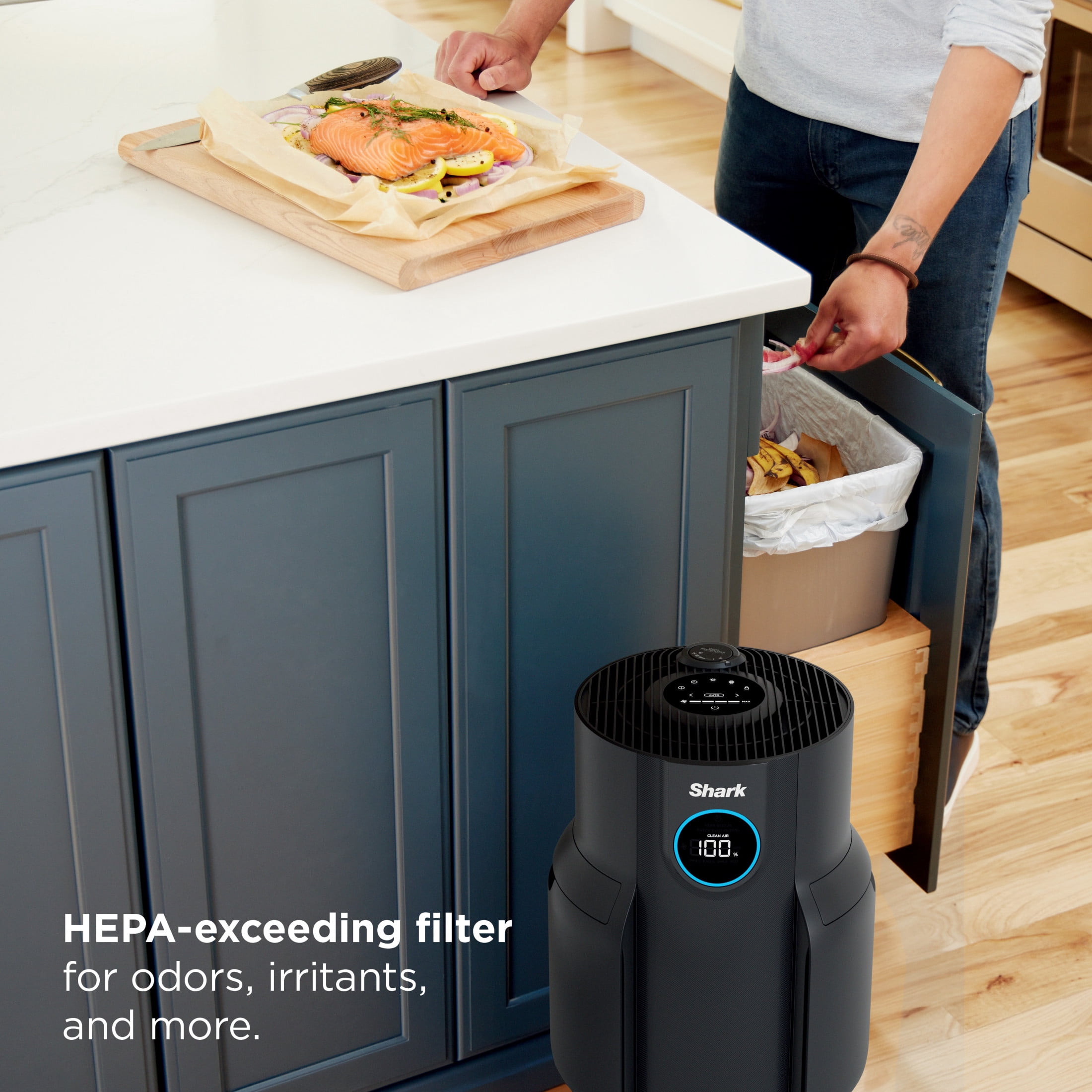 Shark NeverChange 500 St Ft HEPA Air Purifier, 5-Year HEPA-Exceeding Filter, Captures Pollutants, Pet Dander, Dust, and Smoke, HP150 Gray