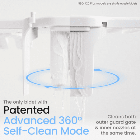 LUXE Bidet NEO 320 Plus – Warm Water Bidet Attachment, EZ-Lift Hinges, 360° Self-Clean (Chrome)