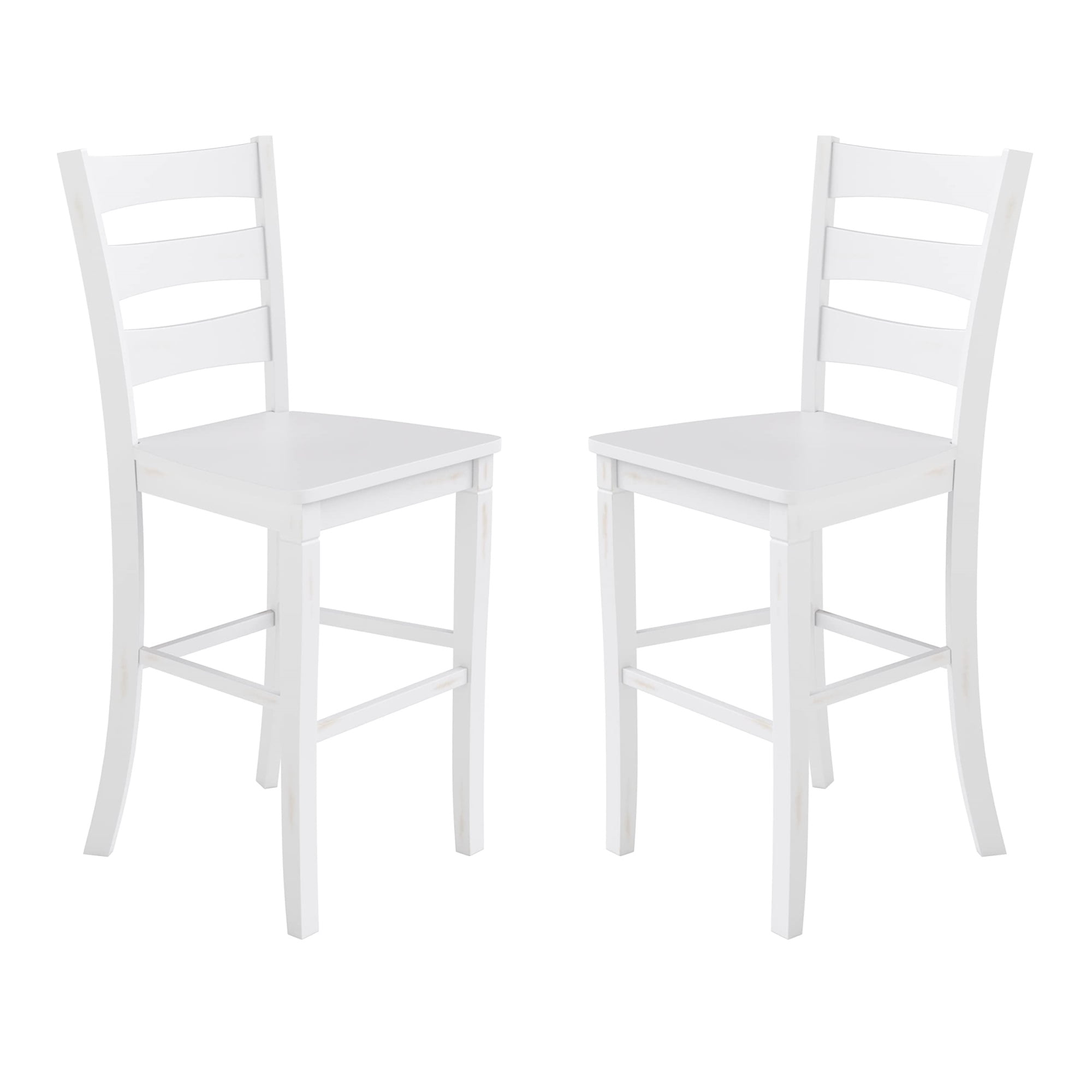 2 Piece Bar Stool, Slatted Design Back, White