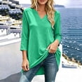 thumbnail image 2 of Qgtaibl Long Sleeve V Neck Tunic Tops for Women Solid Color Loose Fit Long Tee Shirts for Fall Going Out Green M, 2 of 5