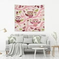 thumbnail image 6 of Owl Pink Tree Tapestry Wall Hanging Tapestries Happy Colorful Hippie Psychedelic Art Polyester Carpet Wall Decorative for Living Room Bedroom 60x51inch, 6 of 7