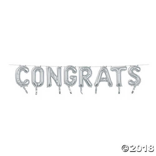 Silver Congrats Mylar Balloon Banner Walmart Com