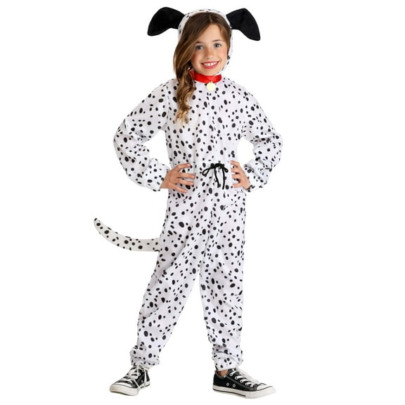 Girls Cozy Dalmatian Jumpsuit Costume