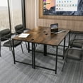 thumbnail image 3 of Costway 32" Meeting Room Desk Set of 4 with Charging Station & Headphone Hook Metal Frame Brown, 3 of 7