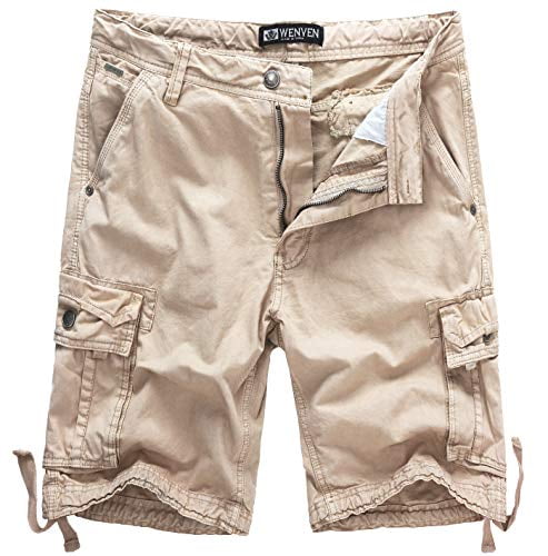 WenVen Mens Ripstop Casual Relaxed Fit Multi Pocket Cargo Shorts