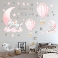 thumbnail image 1 of Pegatinas de pared con forma de elefante, globo aerostático, luna rosa, estrellas, vinilo artístico de animales para habitación infantil, decoración del hogar, 1 of 8