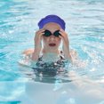thumbnail image 3 of Blue Waterproof Nylon Swim Cap for Women and Girls One Size Fits Most 4 Pcs, 3 of 4