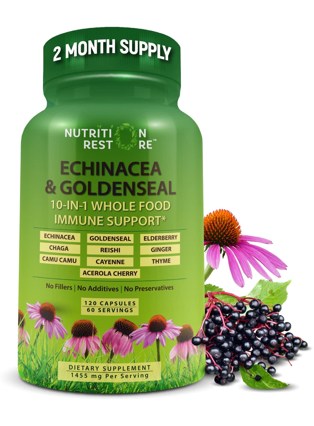 Echinacea Goldenseal Capsules 10 in 1 Immune Support Supplement