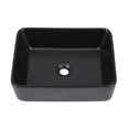 thumbnail image 2 of Kichae Fregadero de recipiente rectangular - 19 "x 15" Rectángulo de baño moderno encima de porcelana negra mate Lavabo de tocador de cerámica Lavabo artístico, 2 of 8