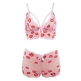 thumbnail image 5 of BRICH Women's 2 Piece Lace Lingerie Sets Heart Lip Graphic Bralettes Boyshorts Set Nightwear Pink XL, 5 of 5