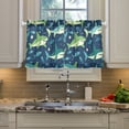 thumbnail image 2 of Yayeee Kitchen Curtains Tier Pair Light Filtering 27"x24" Rod Pocket Short Cafe Window Panel, Sharks Pattern, 2 of 7