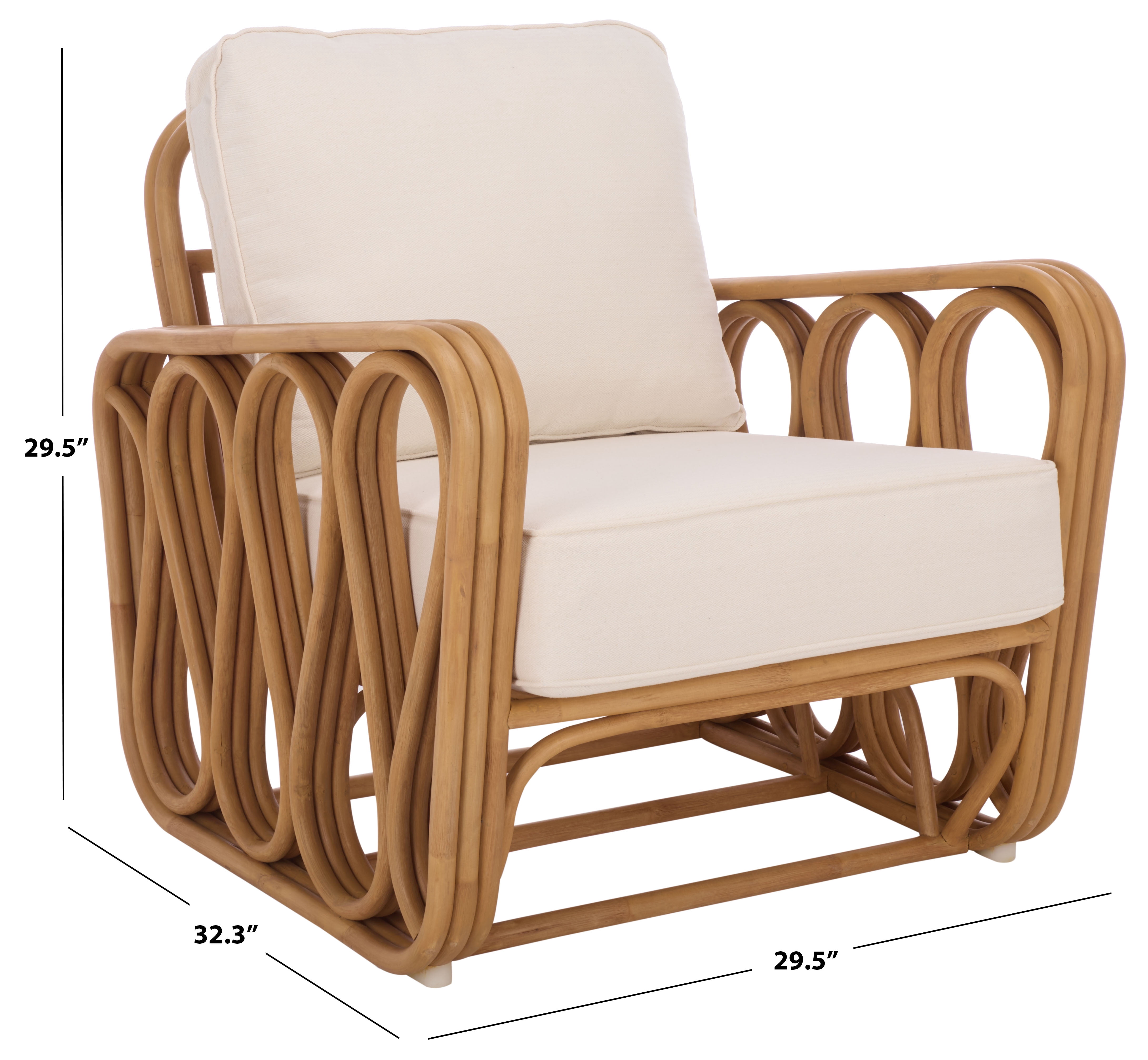 Safavieh Couture Malina Rattan Pole Modern Accent Chair, Natural/White