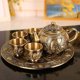 thumbnail image 1 of Juego de té blanco plateado, cuatro tazas por plato, una tetera pequeña, taza de té Kung Fu, estilo de alta gama, 1 of 6