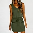 thumbnail image 2 of QATAINLAV Womens Summer Dress Casual Sleeveless V Neck Mini Dresses Tie Front Waist Beach Coverups with Pockets Army Green XXL, 2 of 7