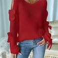 thumbnail image 5 of Women's Oversized Sweaters Fall Cute Crewneck Long Sleeve Knit Pullover Sweater Jumper Tops Red M, 5 of 7