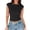 Black, variant on Women's Summer Tops Ruched Crop Top Cap Sleeve Boat Neck Tee Casual Everyday Shirt