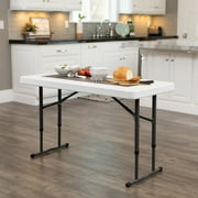 Lifetime 4 Foot Adjustable Rectangle Folding Table, Indoor/Outdoor Commercial Grade, White Granite (80160)