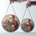 thumbnail image 4 of Vintage Santa With Basket Suncatcher, Stained Glass Style UV Printed Glass, Traditional Christmas Holiday Gift, Round, 4 of 8