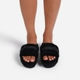 thumbnail image 5 of Luxemoda Womens Buzzing Black Buckle Detail Flatform Slider Faux Fur Sandals (BLACK, 6), 5 of 5
