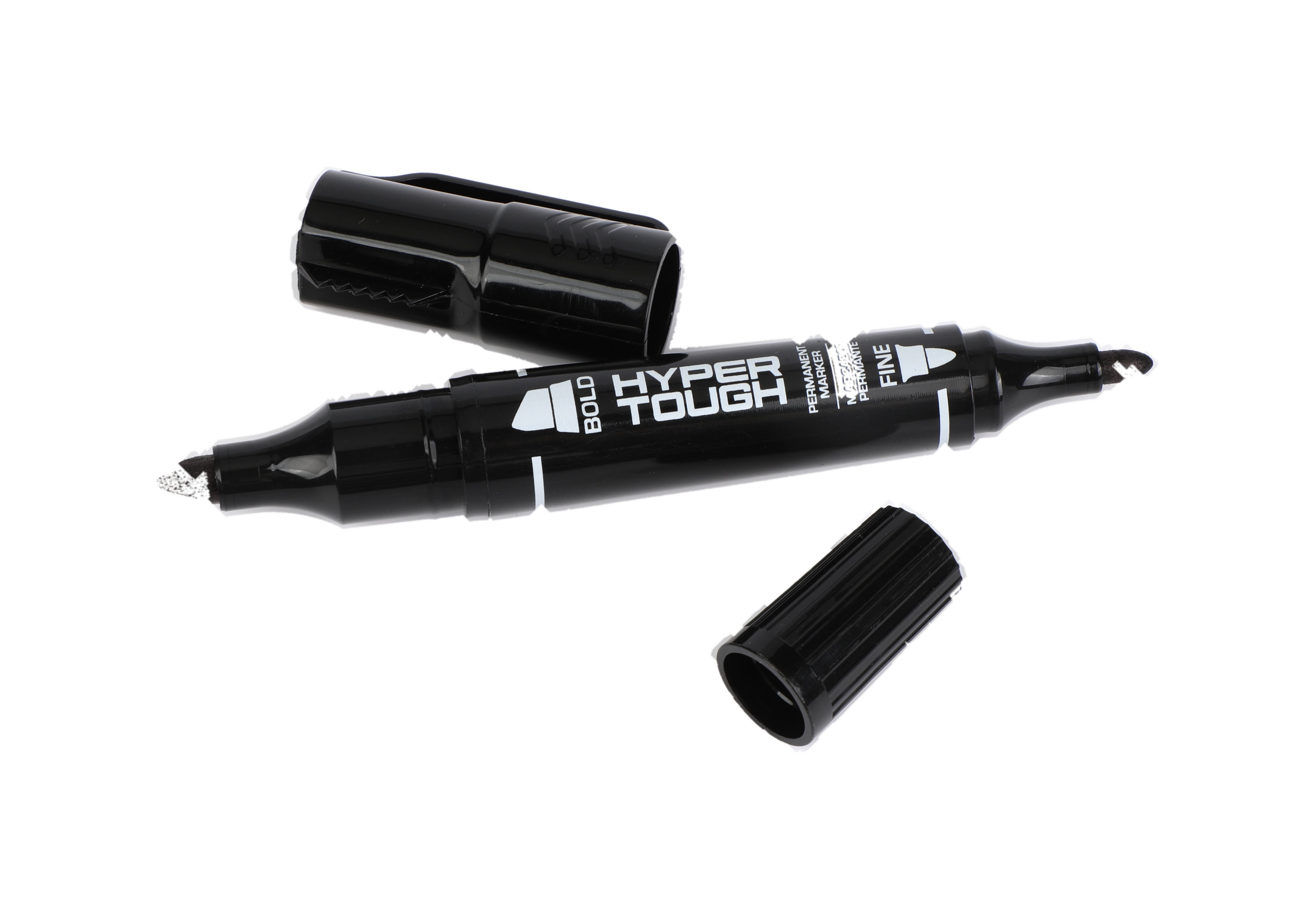Hyper Tough 2-Pack Dual-Tip Permanent Markers, Black, Fine and Chisel Tip