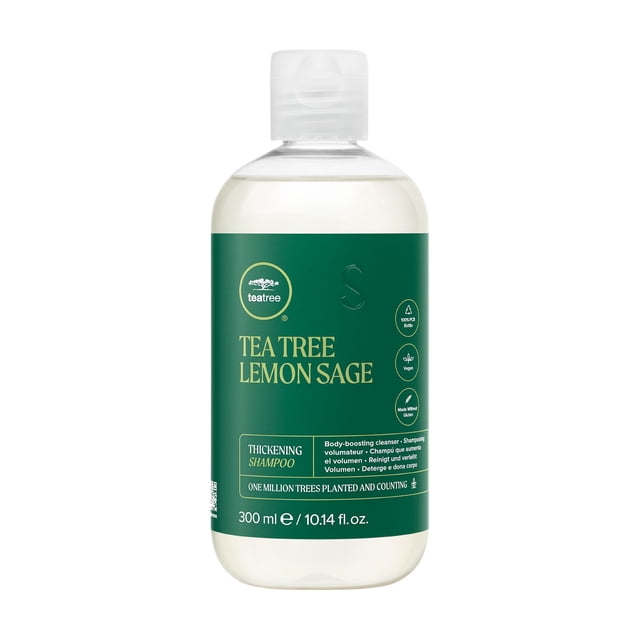 Champú de árbol de té, limón y salvia, espesante, 300 ml, para cabello fino