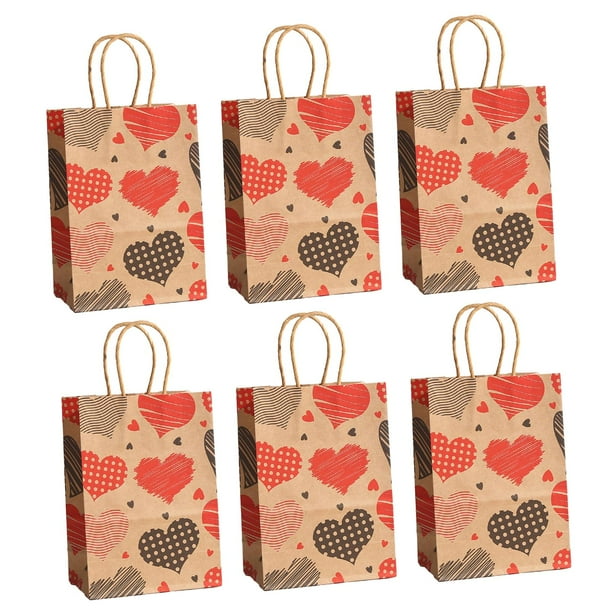 Bolsa de regalo de San Valentín con forma de corazón y asas, 6 unidades Estilo A