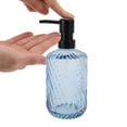 thumbnail image 3 of 1 Pc Simple Twill Lines Soap Pump Dispenser for Bathroom 450ml Clear Blue Black, 3 of 6