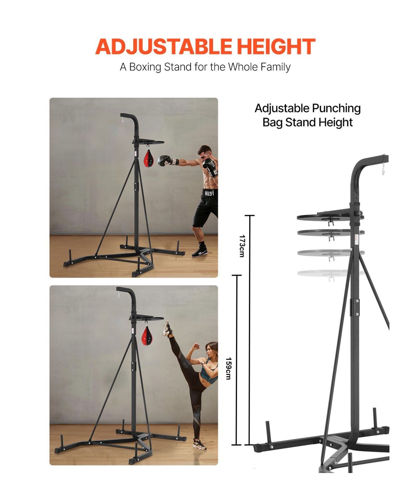 Punching Bag Stand 2 in 1 Heavy Duty Boxing Frame Fitness Steel Gym Quality