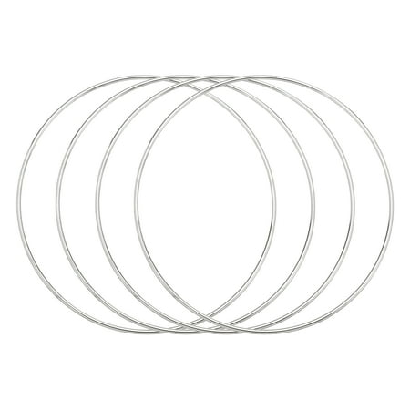 Uxcell 4Pcs Dream Catcher Rings, 5.9" Metal Hoops for Crafts Wreath Hoop Rings for Wall Hanging Crafts Home Decorations DIY Wedding Wreath Decor, Silver 5.7"